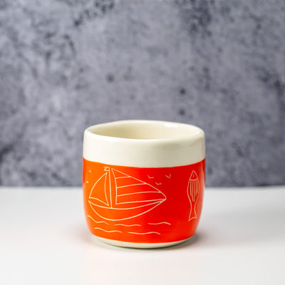 Keraminis puodelis be ąselės JŪRA, oranžinė, 240 ml