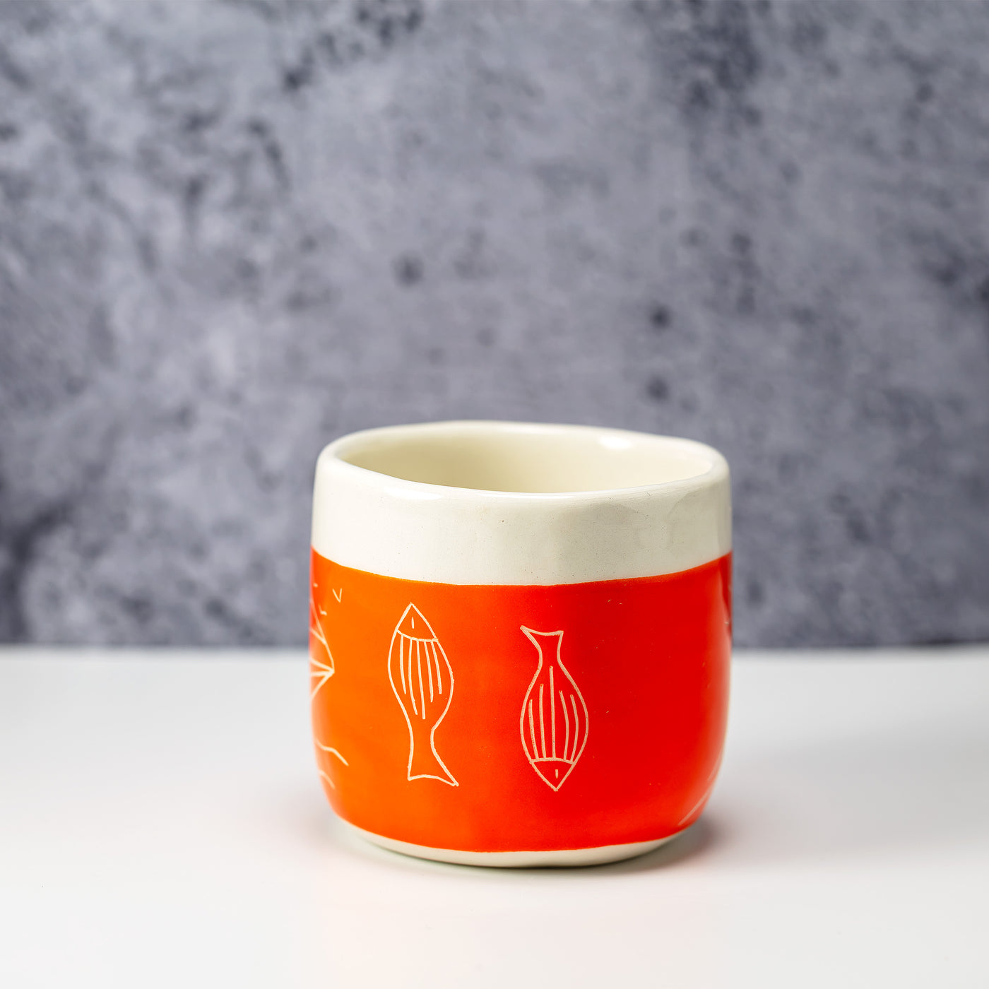 Keraminis puodelis be ąselės JŪRA, oranžinė, 240 ml