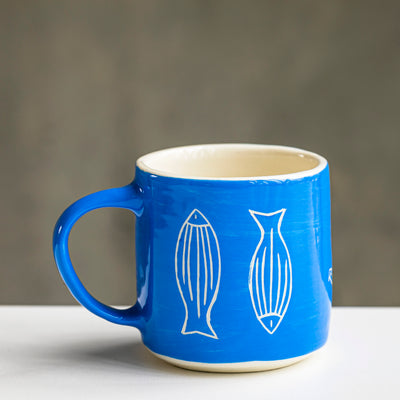 Keraminis puodelis su ąsele JŪRA, mėlynas, 240 ml