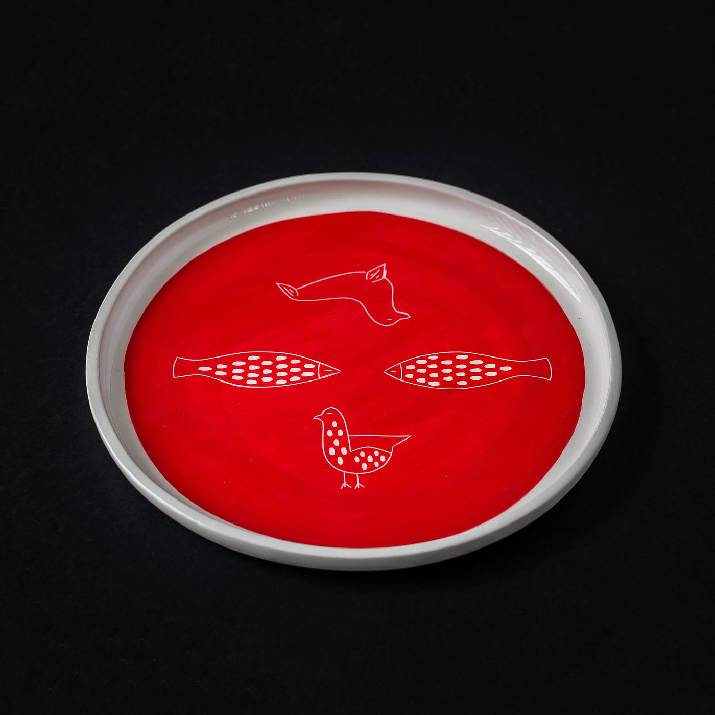 Keraminė lėkštė Jūra, raudona, 20 cm
